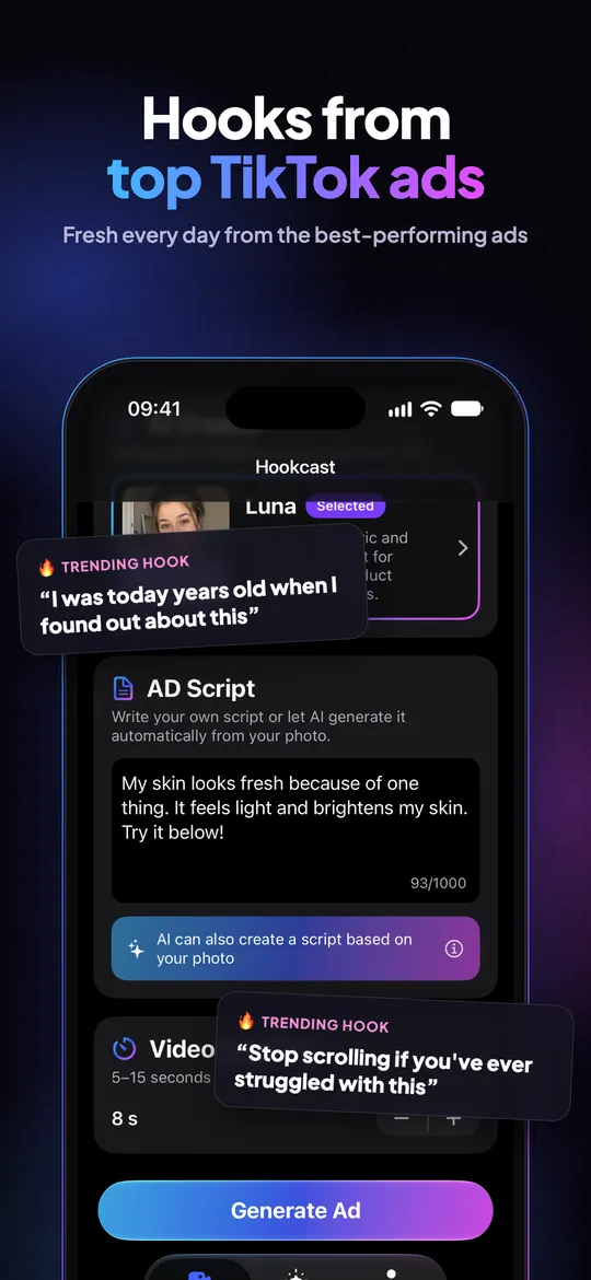 Ad script built on trending hooks