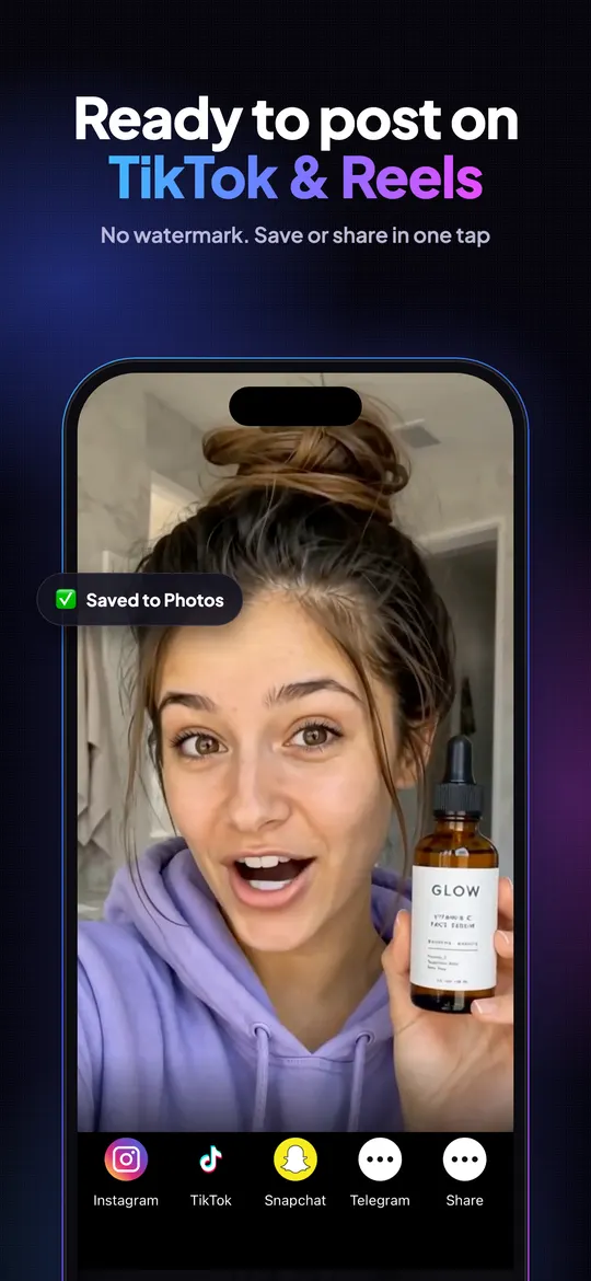 Sharing the finished ad to TikTok and Reels